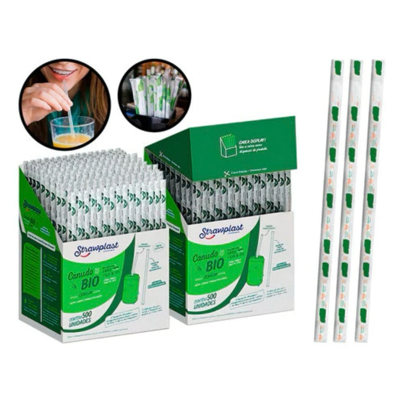 500~2000 Canudo Biodegradável 19,5cm Comum Strawplast OFF - Home & Living