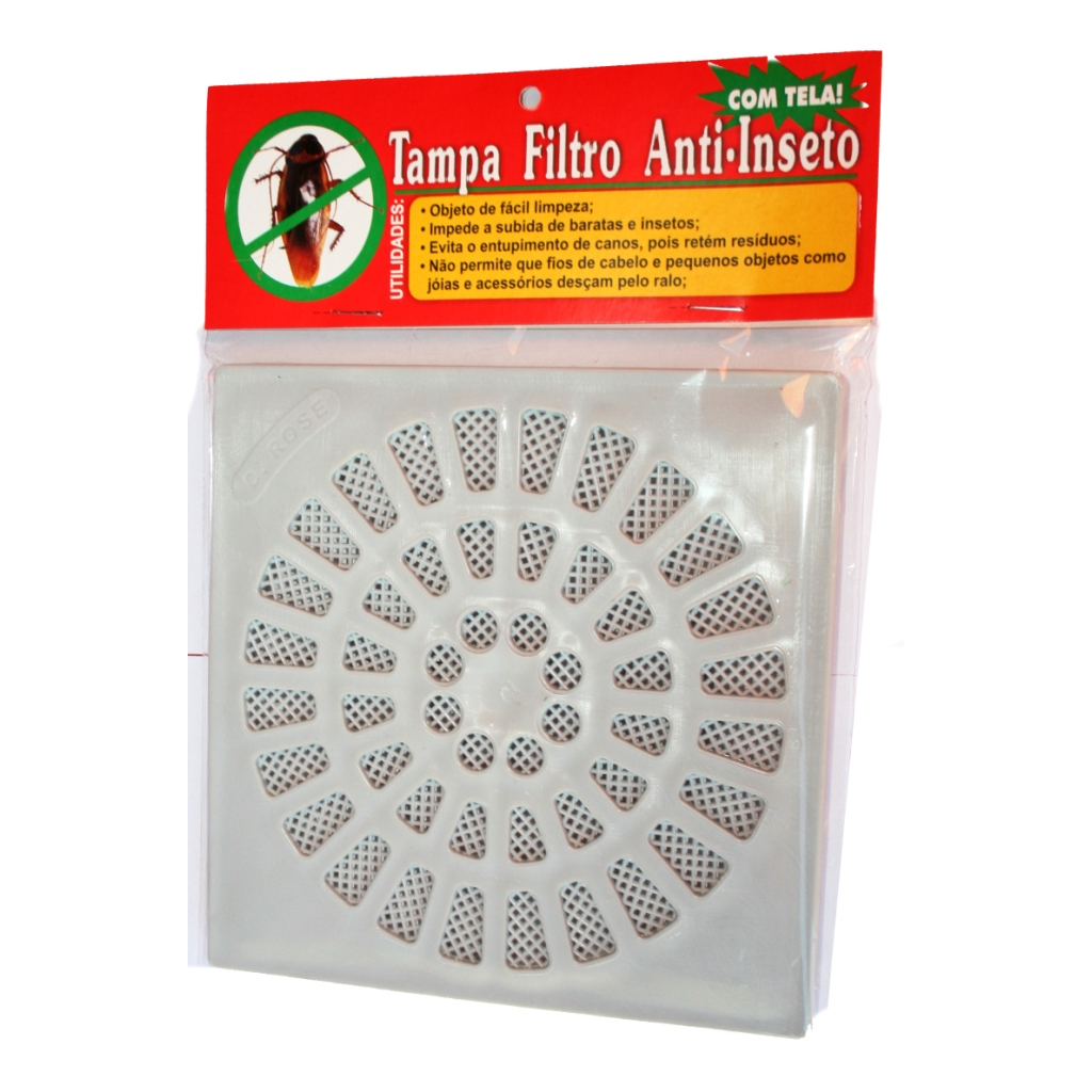 Ralo E Grelha Anti Inseto Com Tela 15cm D'Rose Para Banheiro Quadrado Branco Dengue Cabelo Ralos. em Oferta na Shopee