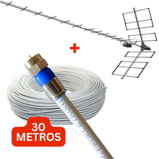Antena Tv Digital Externa Yagi 4k Prohd-1118 hdtv Alta Ganho de sinal e Potencia 18 Dbi  10-15-20-25-30 metros cabo rg6 em Oferta na Shopee
