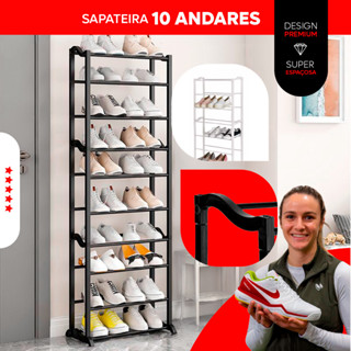 Sapateira Portatil 30 Pares Com 10 Andares Sapatos Desmontável Resistente Organizador Mult...
