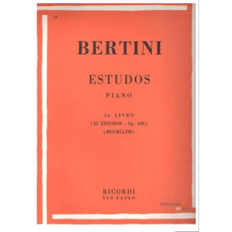 MÉTODO PARA PIANO -BERTINI ESTUDOS 1 LIVRO 25 ESTUDOS OP.100