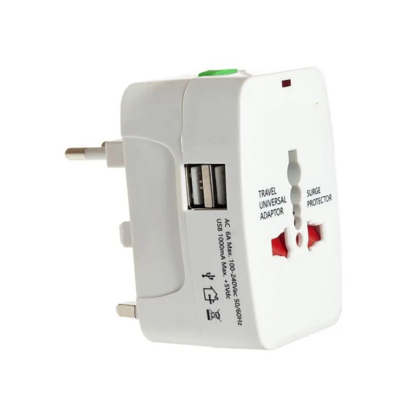 Adaptador Tomada Universal  Adaptador Tomada Universal Com 2 USB 150 Países, Para Viagem, Bivolt