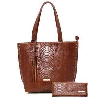 Bolsa feminina grande + carteira couro legitimo em Oferta na Shopee