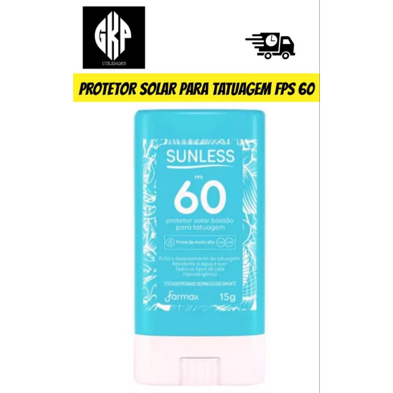 PROTETOR SOLAR SUNLESS BASTÃO PARA TATUAGEM  FPS  60 15G