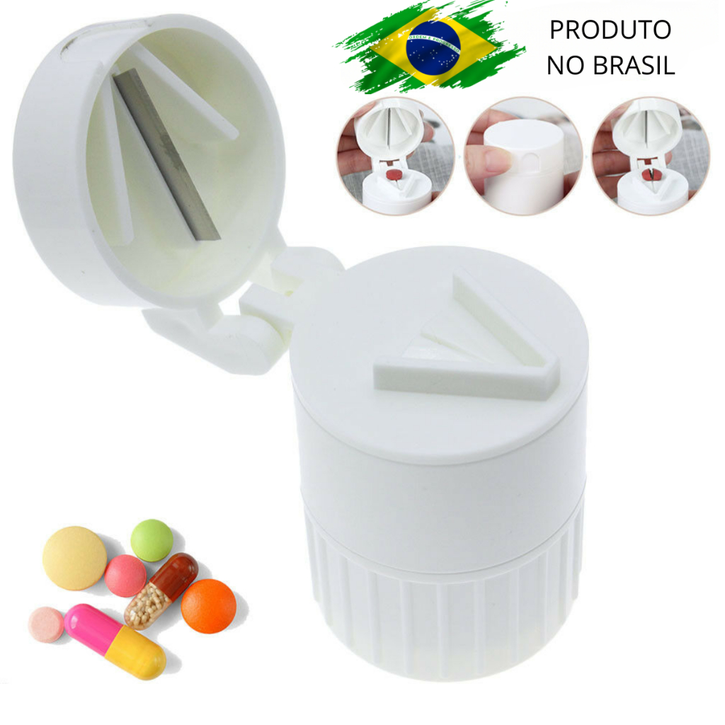 Amassador de Comprimidos 3 em 1: Corta, Porta e Esmaga Porta Comprimido em Oferta na Shopee