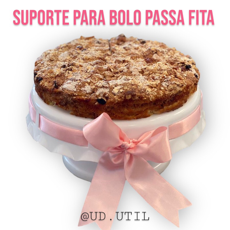 Boleira Suporte Para Bolo Boleira Doces Salgados Passa Fita Decorativa Enfeite C/ Pé Redonda Plástica