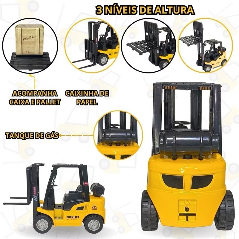 Carrinho Miniatura Empilhadeira De Metal Carrinho Brinquedo C/fricção