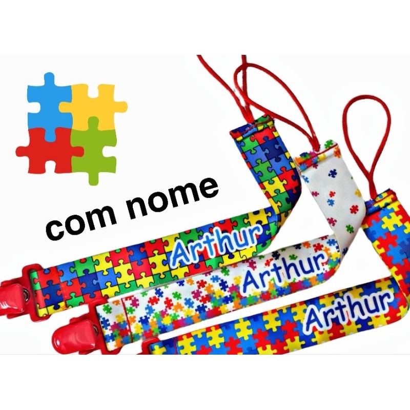 Prendedores de chupeta autista personalizado com nome