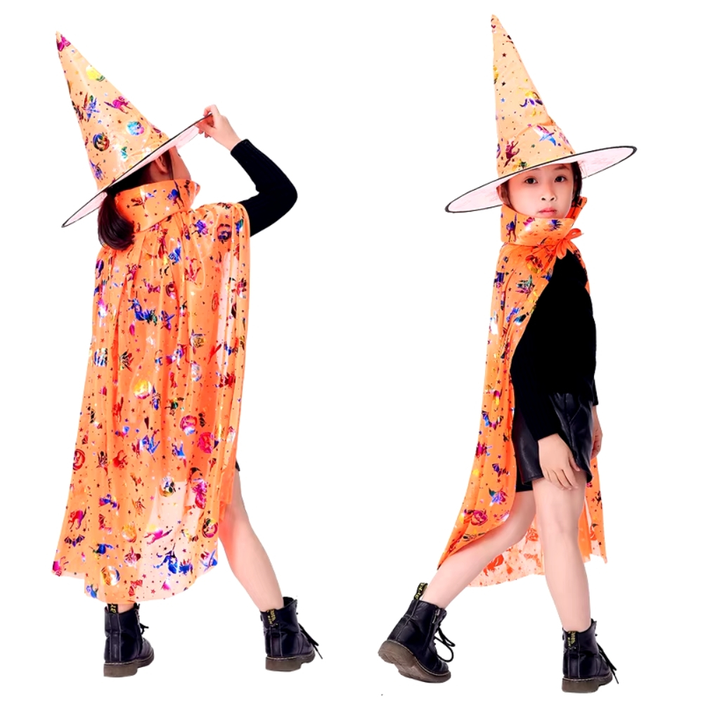 Capa De Halloween Infantil (APENAS A CAPA) 80cm Colorida Unitário Festa Halloween Fantasia Menina Criança Menino Barato