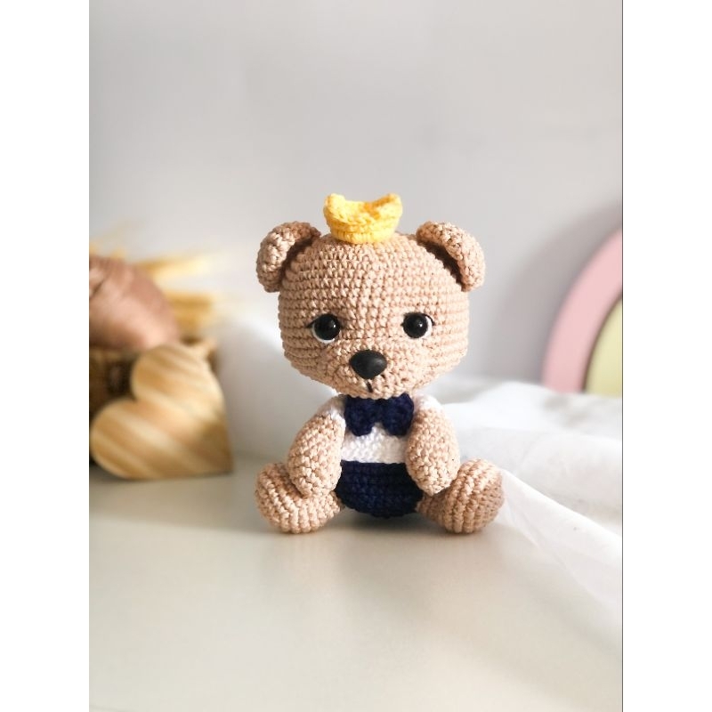 Ursinho Príncipe / Urso rei / Urso amigurumi
