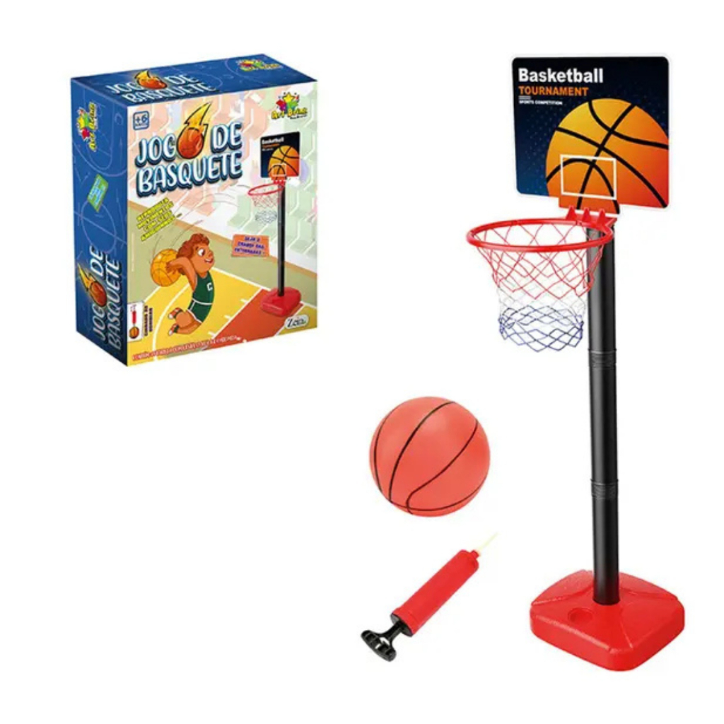 CESTA BASQUETE INFANTIL COM BOLA E BOMBA AJUSTÁVEL ART BRINK MUITO LAZER E DIVERSÃO