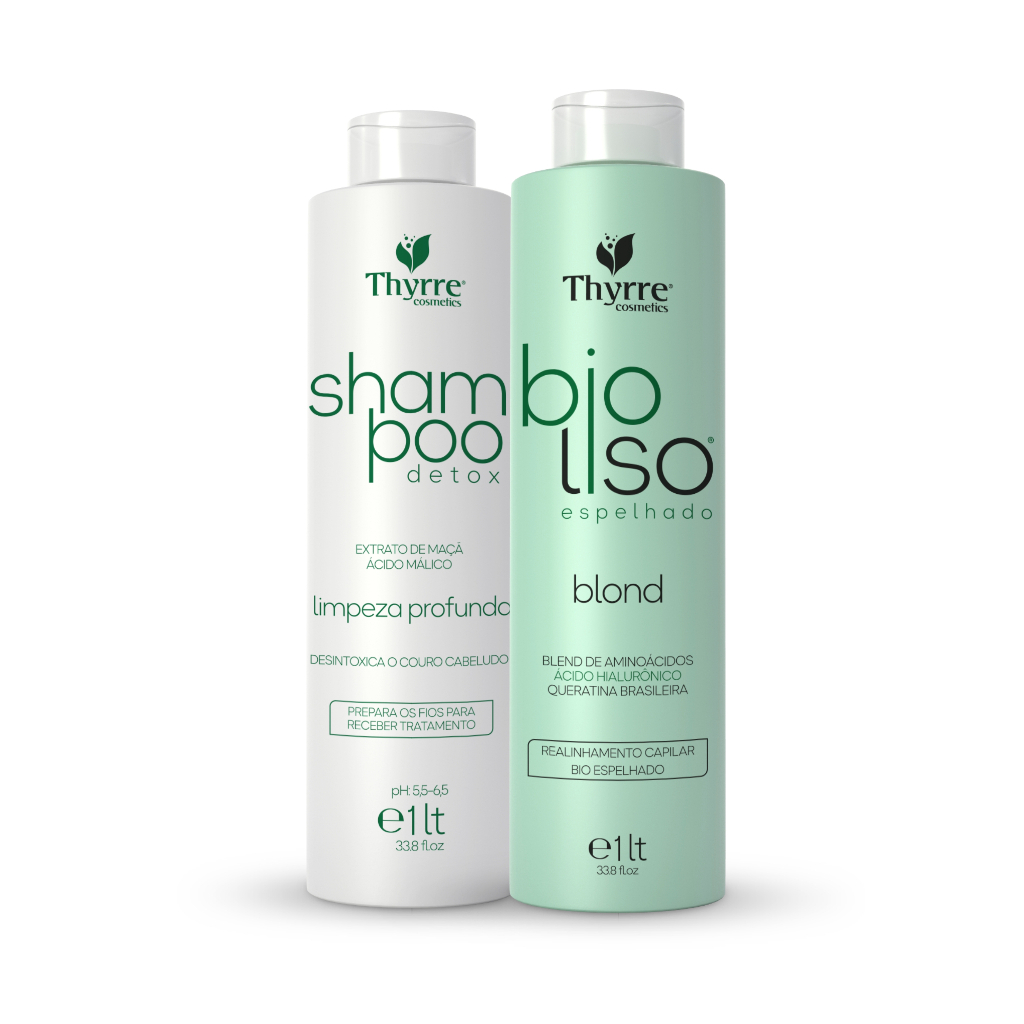 Kit BioLiso Blond 1L Escova Progressiva Selagem 0% Formol Semi-Definitiva Selagem Térmica Thyrre
