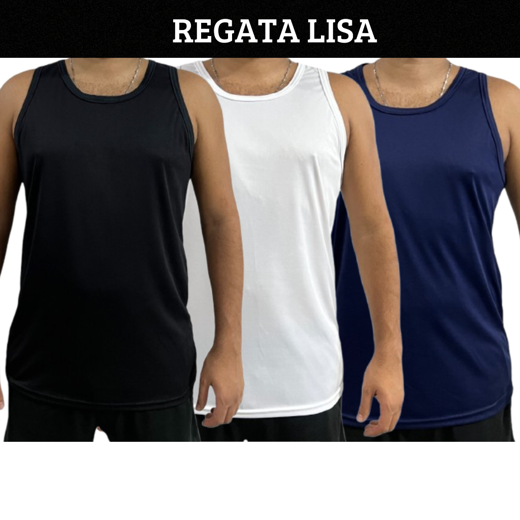 Regata Esportiva Dry Fit Masculina Lisa Musculação Corrida Treino Ciclismo Academia Básica