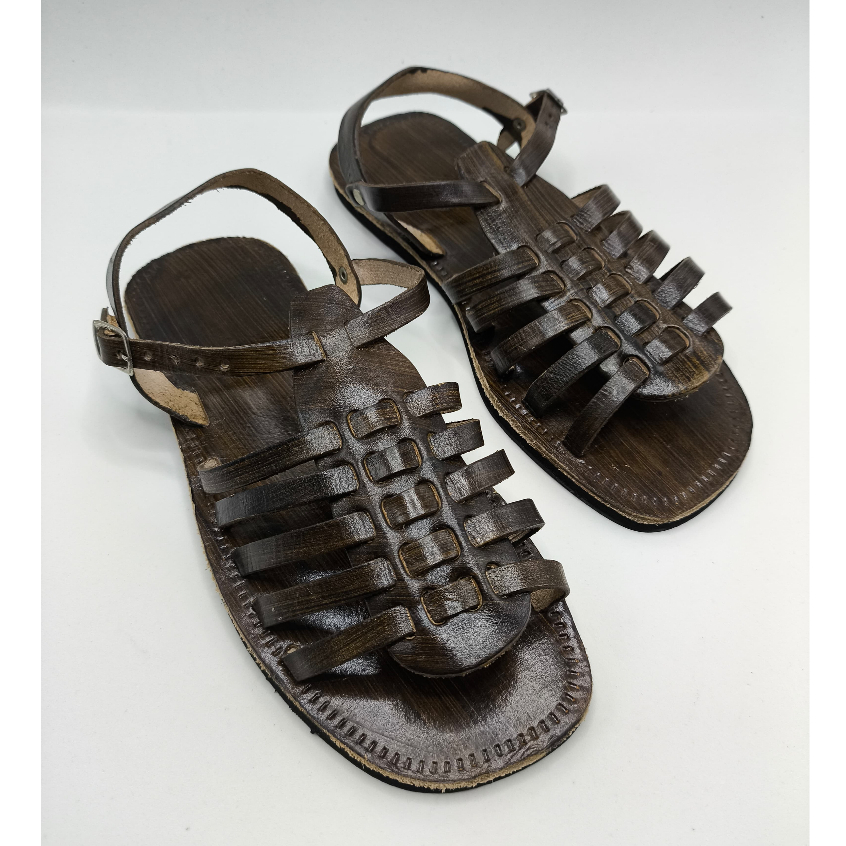 Sandalia de Couro Lisa Tradicional Promoção Marron Unisex em Oferta na Shopee