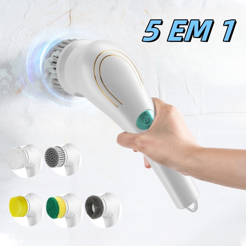 Escova Eletrica de Limpeza 5 em 1 Sem Fio Limpador Multiuso Pratico Para Cozinha , Banheiro prático (2ª geração) -E3