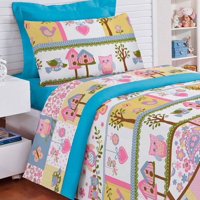 Jogo de Cama Solteiro Day by Day Microfibra Algodão 03 Peças Infantil Lençol Fronha Roupa de Cama