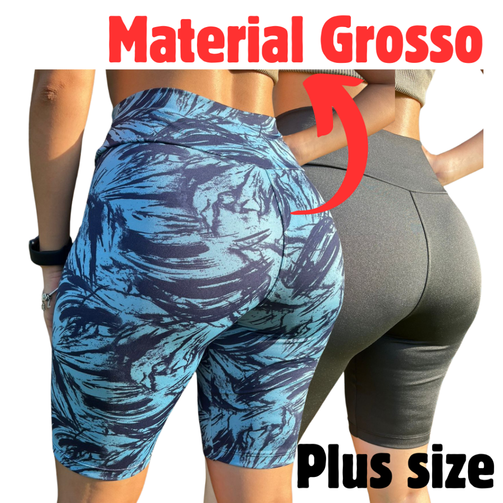 KIT C/ 3 Bermuda Feminina Short Fitness Ciclista Academina Suplex Caminhada Plus Size