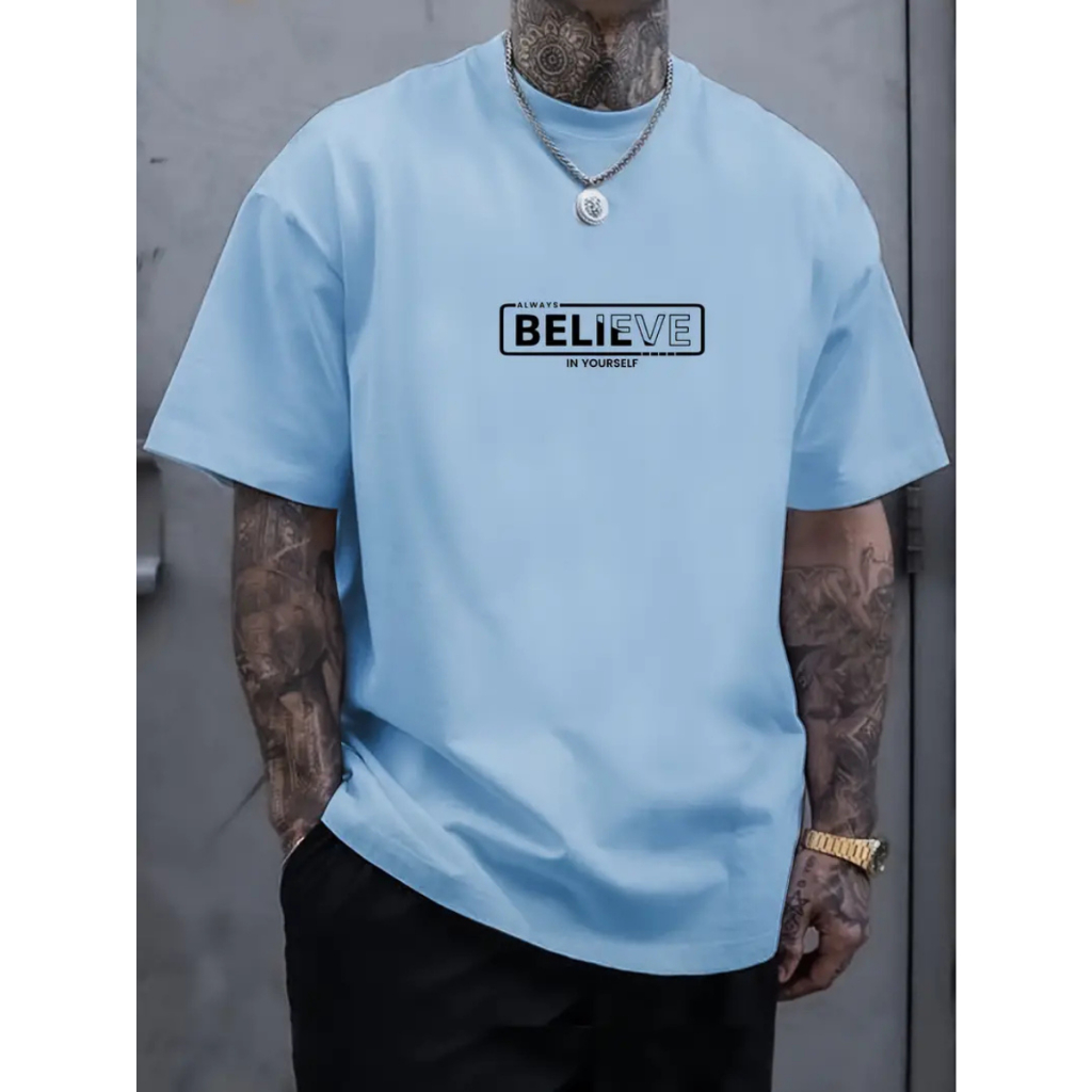 Camiseta BELIEVE QUADRADO Lançamento Preço Imperdivel Estampa Masculino Feminino Promoção
