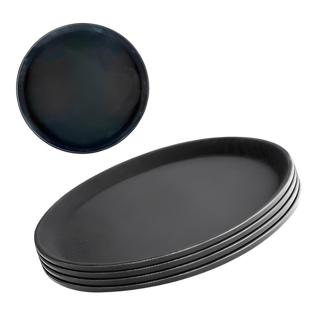 Kit 5 Bandejas Plástica com Superfície Antiderrapante 40cm para Garçons em Bares, Restaurantes e Lanchonetes em Oferta na Shopee