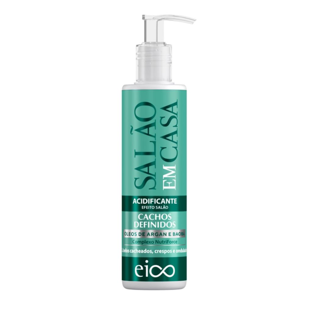 Eico Acidificante Tratamento Reconstrutor Regulador pH Salão em Casa Cachos Definidos Óleo Argan e Baobá 200ml - Beauty