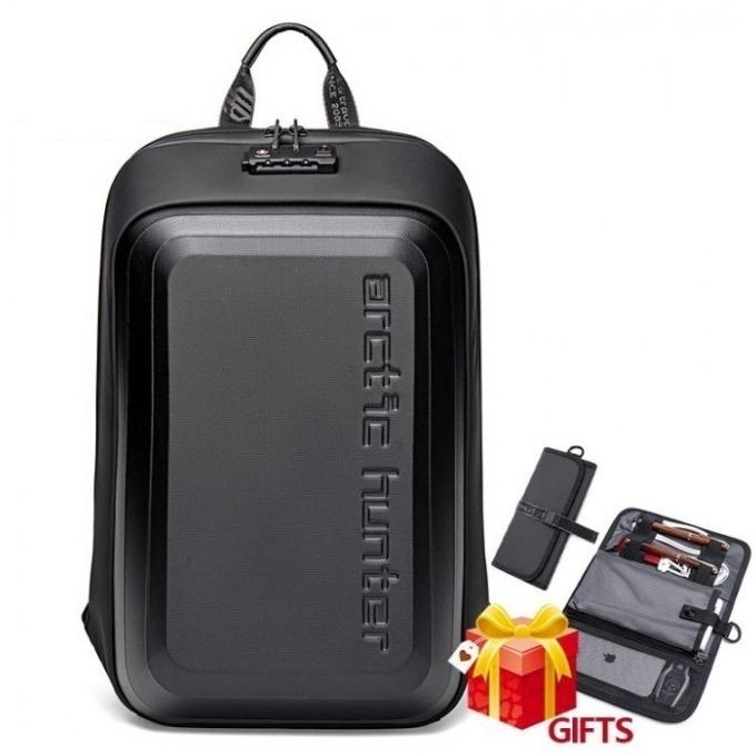 Mochila Notebook 15,6 Antifurto Impermeável Executiva Masculina Arctic Hunter Capa Dura Trava Segurança + Carteira