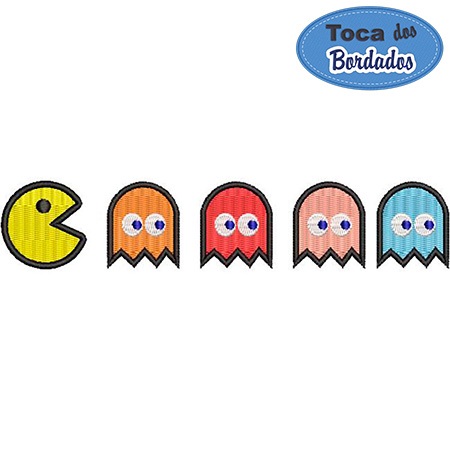 Patch Bordado Come Come - conjunto com 5 bordados - 3 cm altura - Cód.3360 Você escolhe a fixação!