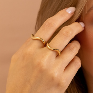 Anel Onda Regulável Feminino Ouro 18k Ou Prata 925 em Oferta na Shopee