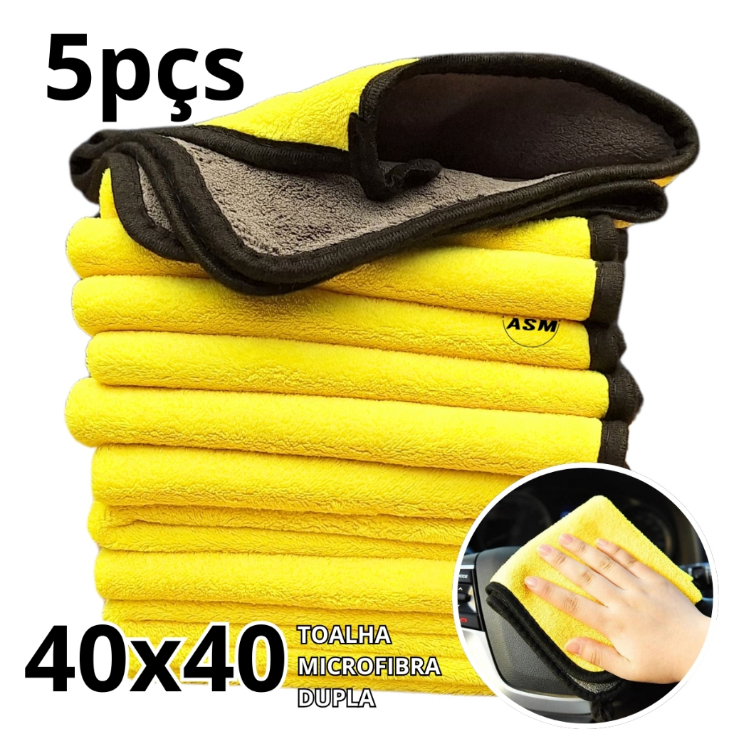 5 e 3 Toalhas Microfibra 40x40cm Tolha Dupla P Limpeza geral pano de limpeza automotiva panos