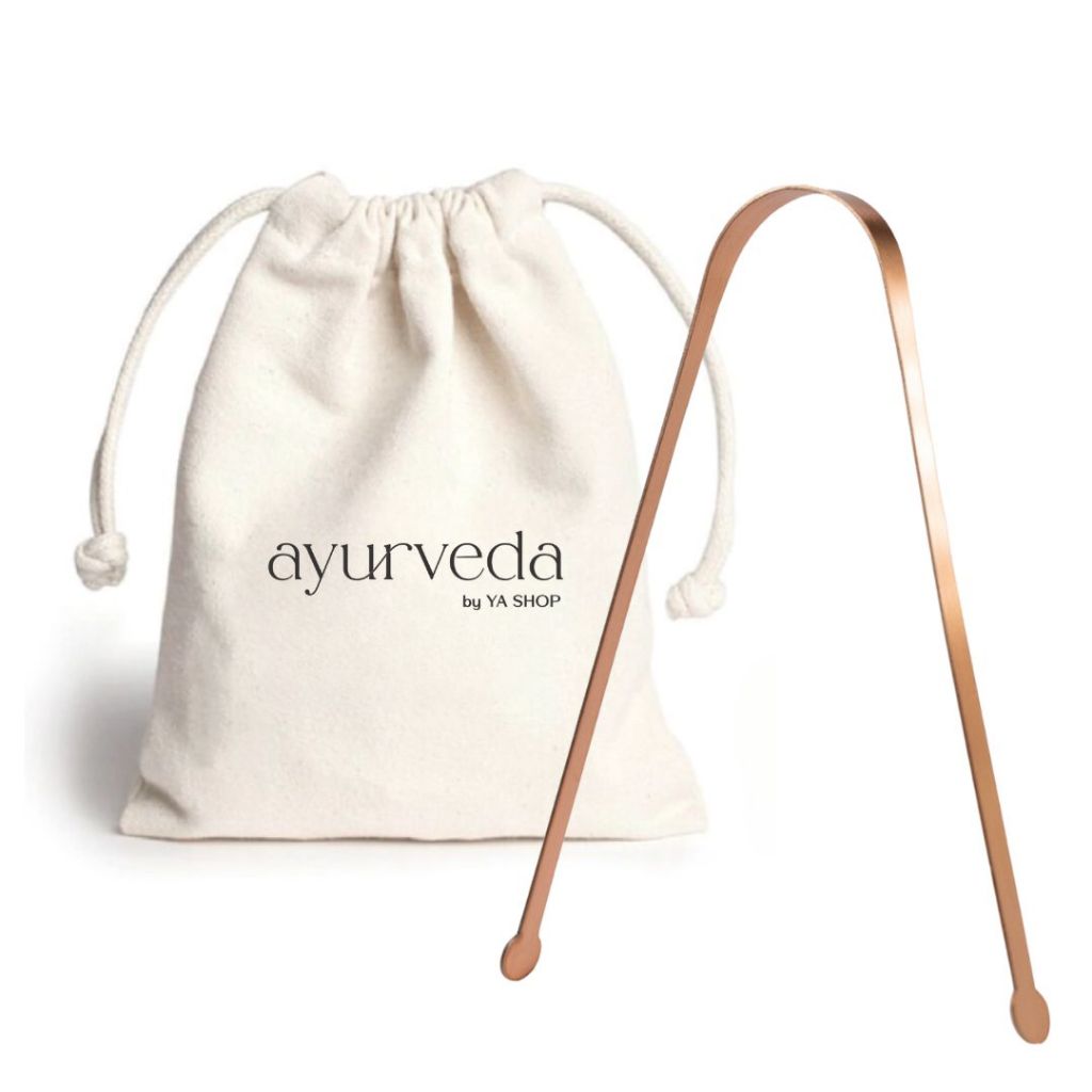 Raspador de Lingua Ayurveda com nome gravado personalizado e Saquinho Algodao
