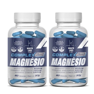 2un Complex 3 em 1 Magnésio 60 Cápsulas - Health Labs em Oferta na Shopee