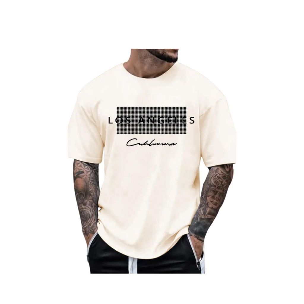 Camiseta Oversized Roupas Los Angeles California Estilosa Streetwear Coreana Larga Algodão