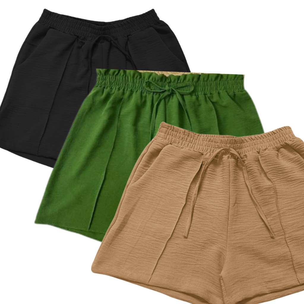 KIT 3 SHORTS PLUS SIZE BERMUNA TECIDO DUNA PREMIUM CINTURA ALTA MODA BLOGUEIRA MONTE SEU KIT em Oferta na Shopee