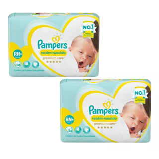 Kit 2ptes Fraldas Pampers RN Premium Care até 6kg 36un cada - Total 72un em Oferta na Shopee