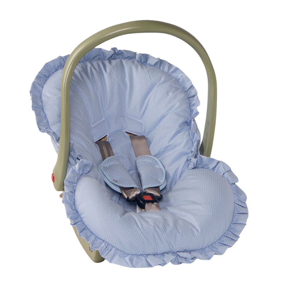 Capa de Bebê Conforto Para Bebê Menino Poá Azul + Protetor de Cinto
