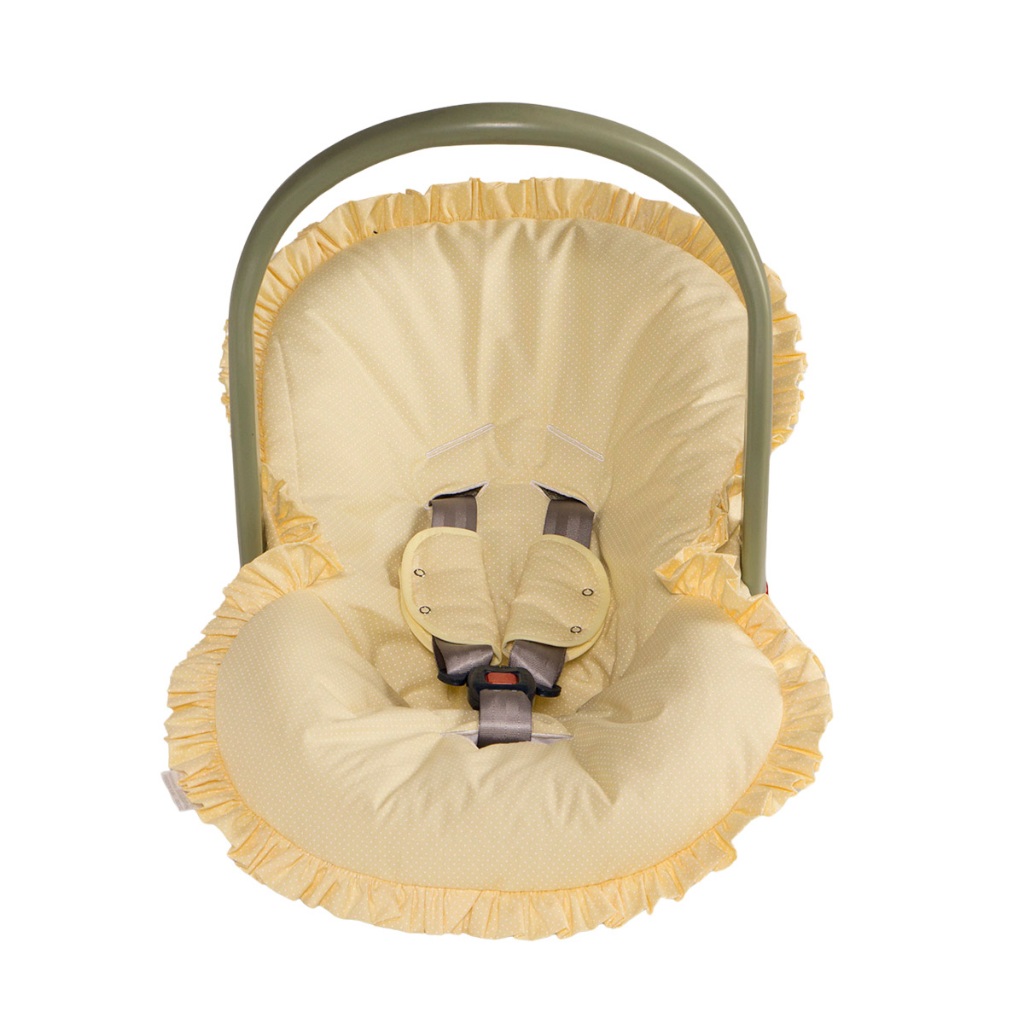 Capa de Bebê Conforto Para Bebê Menina e Menino Poá Amarelo + Protetor de Cinto