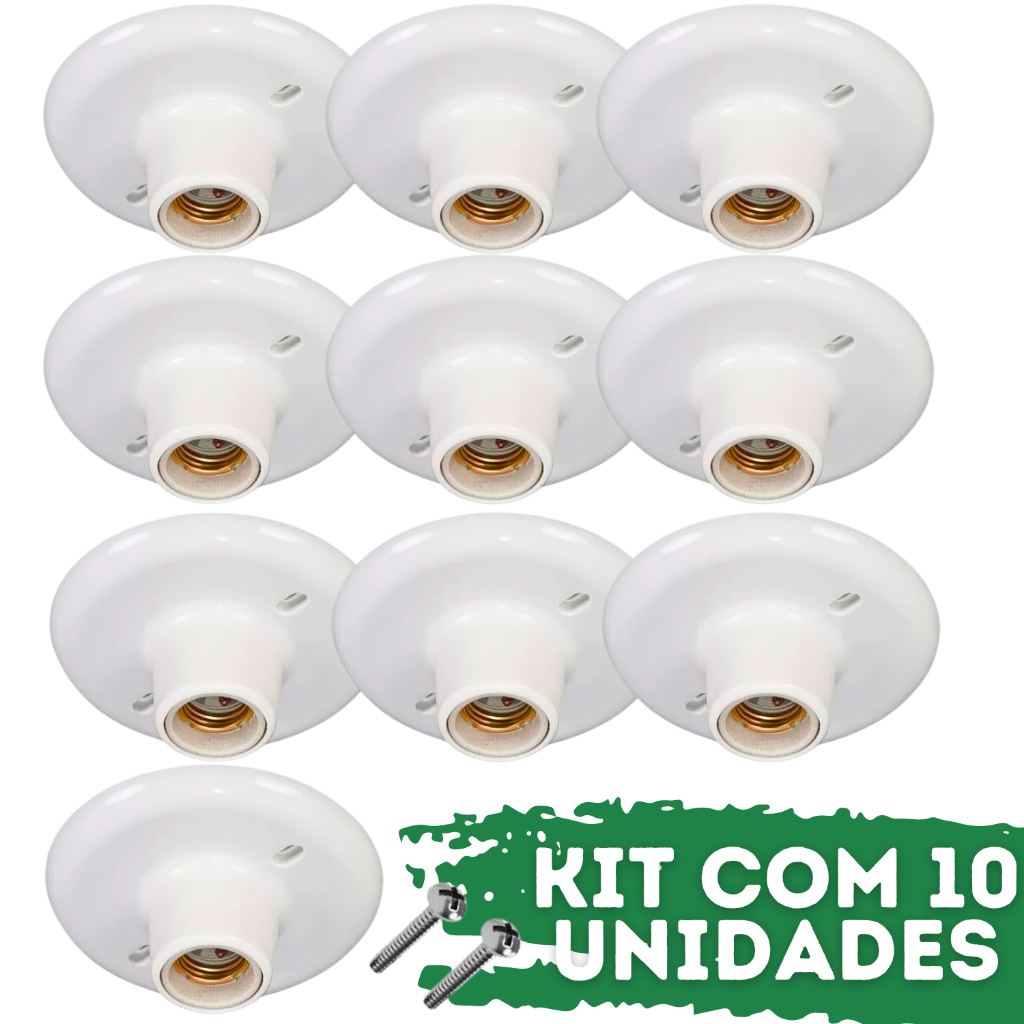 Kit Plafon Branco Lampada De Teto Plafonier Soquete 1 Lâmpada E27 Luminaria De Teto