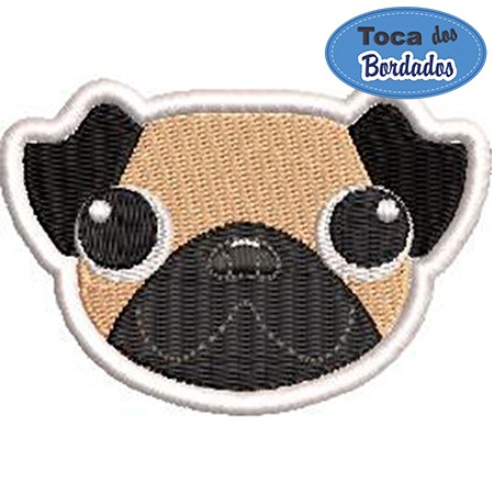 Patch Bordado Cachorro Pug Bege pet 4,5x7 cm Cód.3325 Você escolhe a fixação!