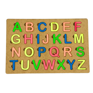 Alfabeto Educativo Colorido com Peças destacáveis em MDF (Madeira) em Oferta na Shopee