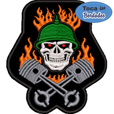 Patch Bordado Skull Caveira Soldado 10x9 cm Cód.1485