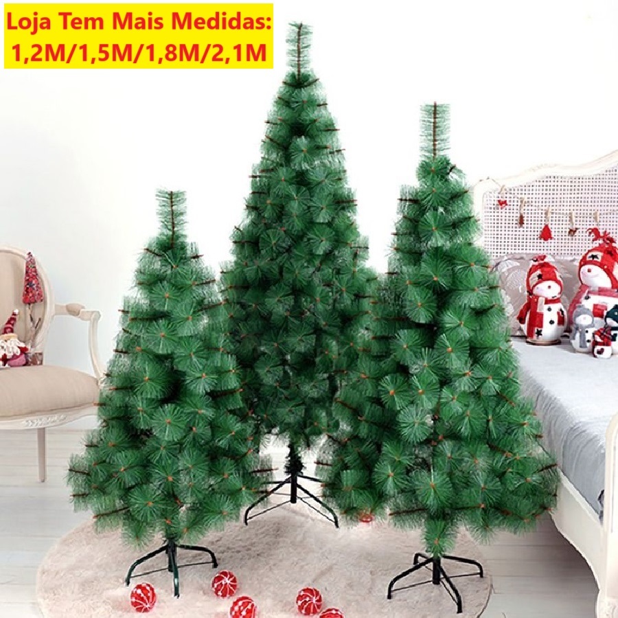 Árvore De Natal Pinheiro 2,10M Verde Com 330 Galhos Apoio De Metal Decoração Natal Família Natalina