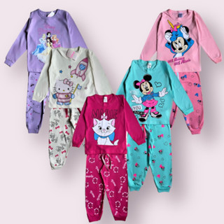 KIT 4 peças Pijama infantil MENINA inverno comprido manga longa 2 calças e 2 blusas femini...