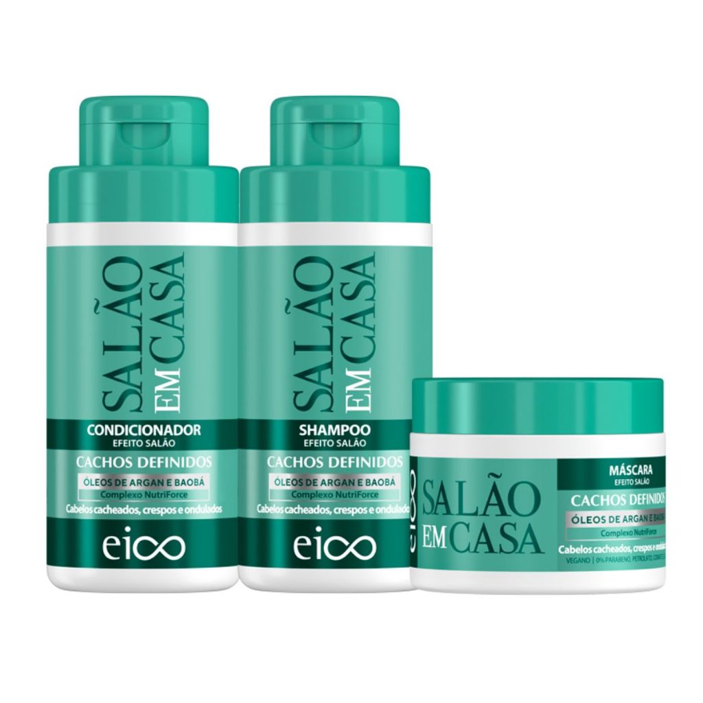 Eico Salão Em Casa Cachos Definidos Shampoo Condicionador 450ml + Máscara Cacheado Crespos Ondulados em Oferta na Shopee