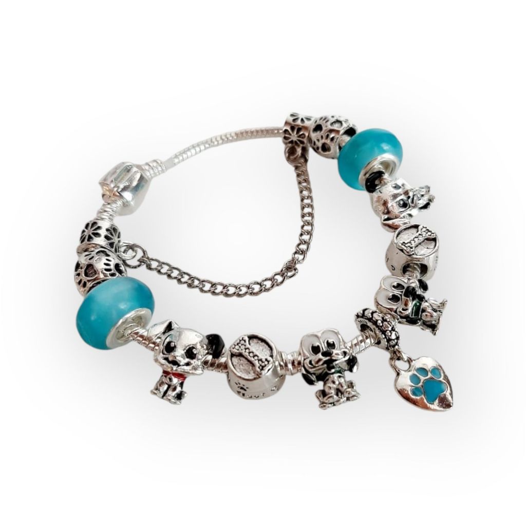 Pulseira Berloque Charms Pets Love My Dog Azul Pluto Pongo 101 Dálmatas Exclusividade