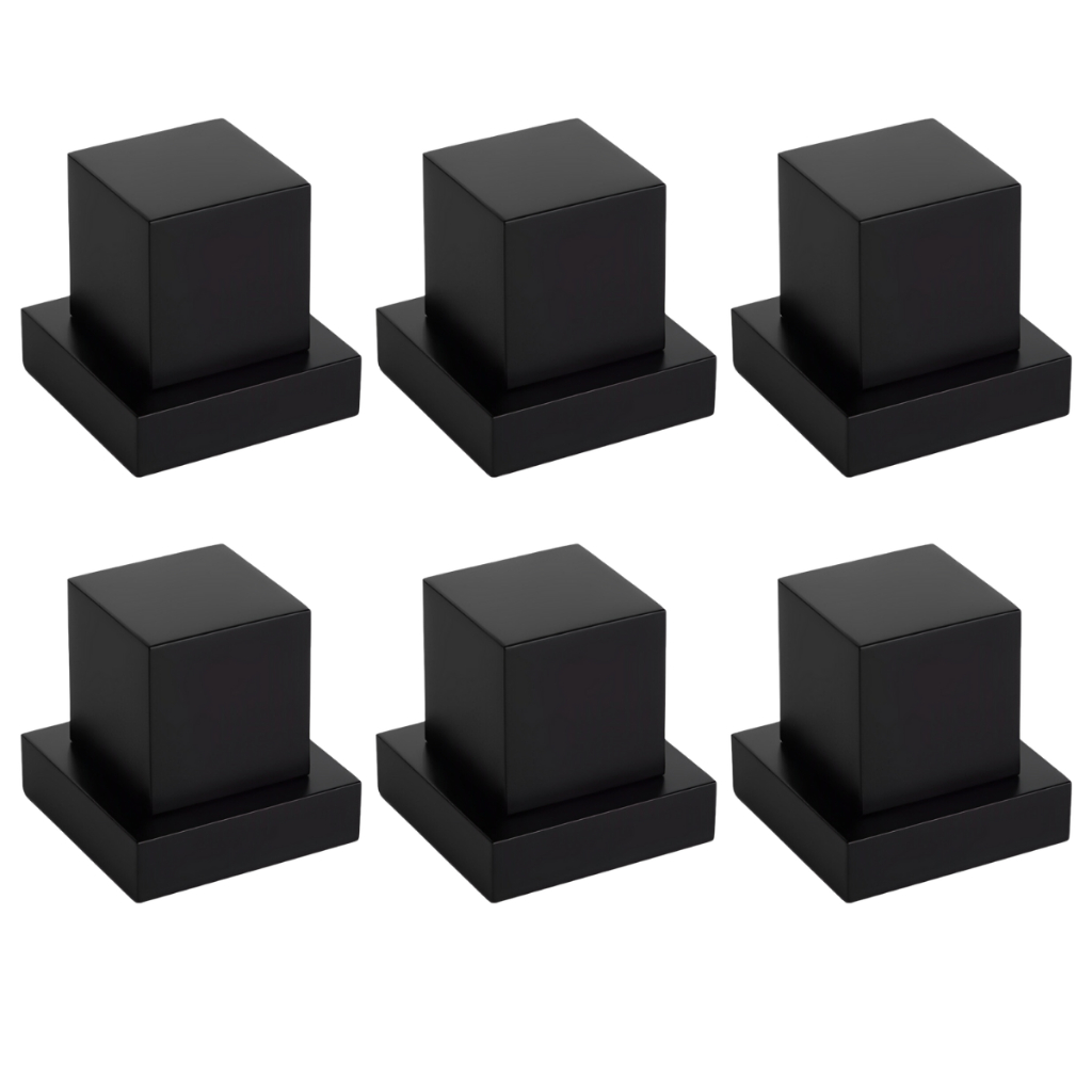 kit com 6 Acabamentos para Registro de Gaveta / Pressão ½ ¾ Quadrado Preto Fosco 100% Metal Padrão Deca 16 Estrias.