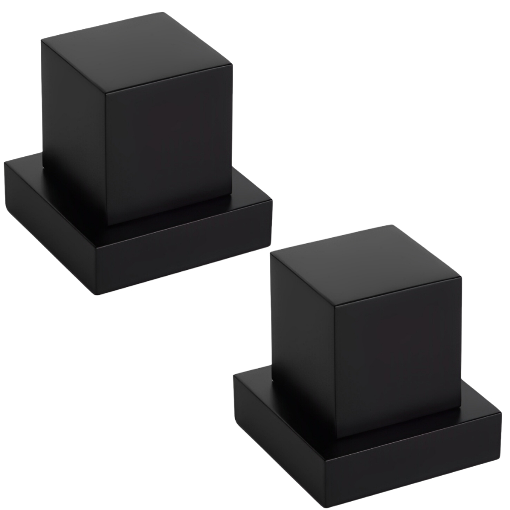 2 Acabamento Quadrado Preto Black Matte para Registro Pressão Gaveta 1/2 3/4 100% Metal