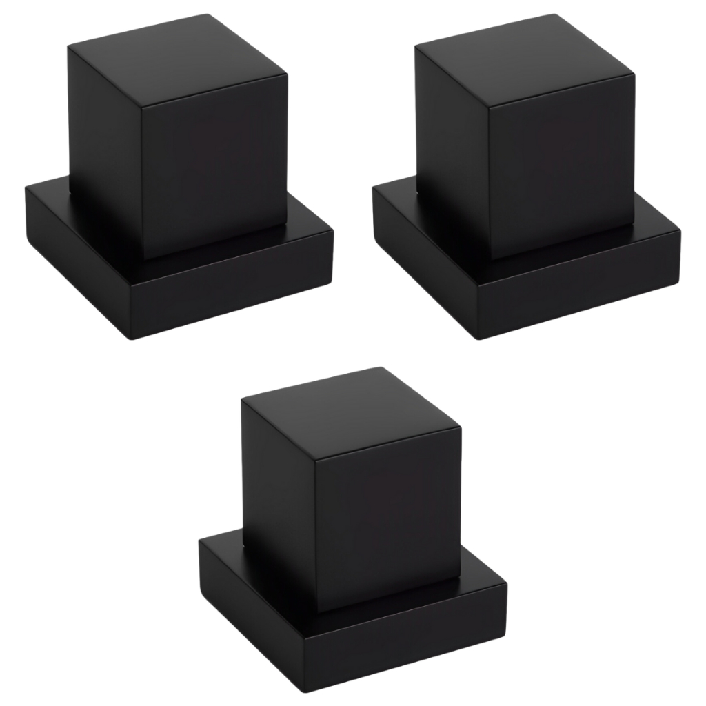 3 Acabamento Quadrado Preto Fosco Matte Padrão Deca para Registro Pressãp/ Gavet