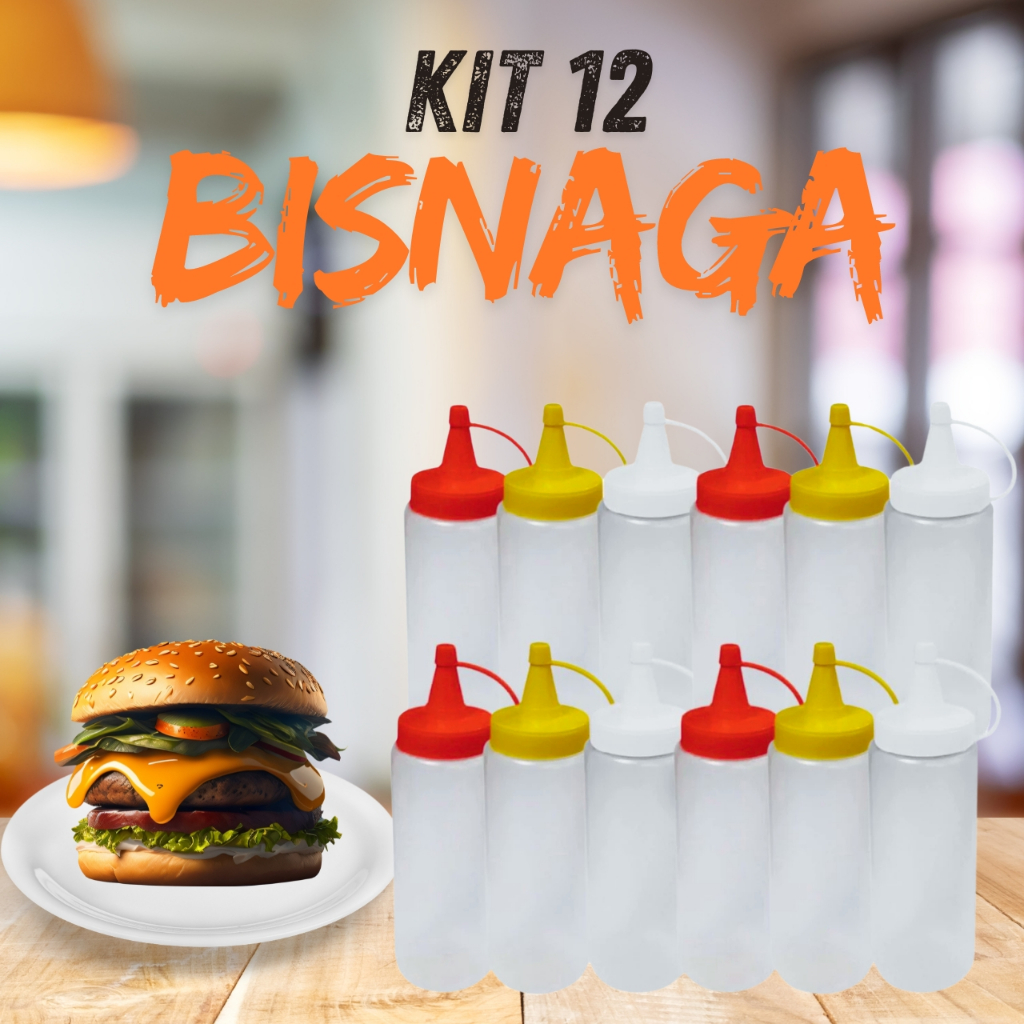 Kit 12 Bisnaga Para Molho 200Ml Embalagem Reutilizável Sortidas Maionese Ketchup Mostarda Lanchonete em Oferta na Shopee