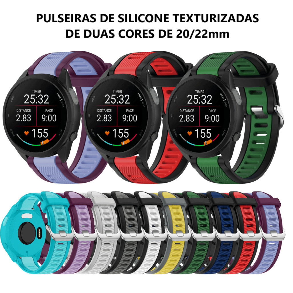 Pulseira De Silicone Para Garmin Forerunner 165 Active2 GTR47mm GTS2mini GTR3/PRO 20/22mm em Oferta na Shopee