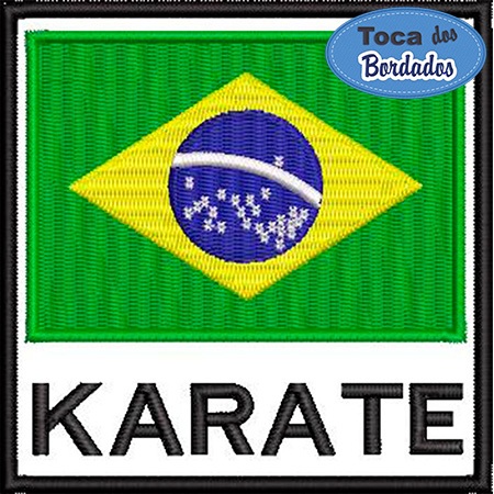 Patch Bordado Bandeira Brasil Karatê  9x9 cm Cód.4136