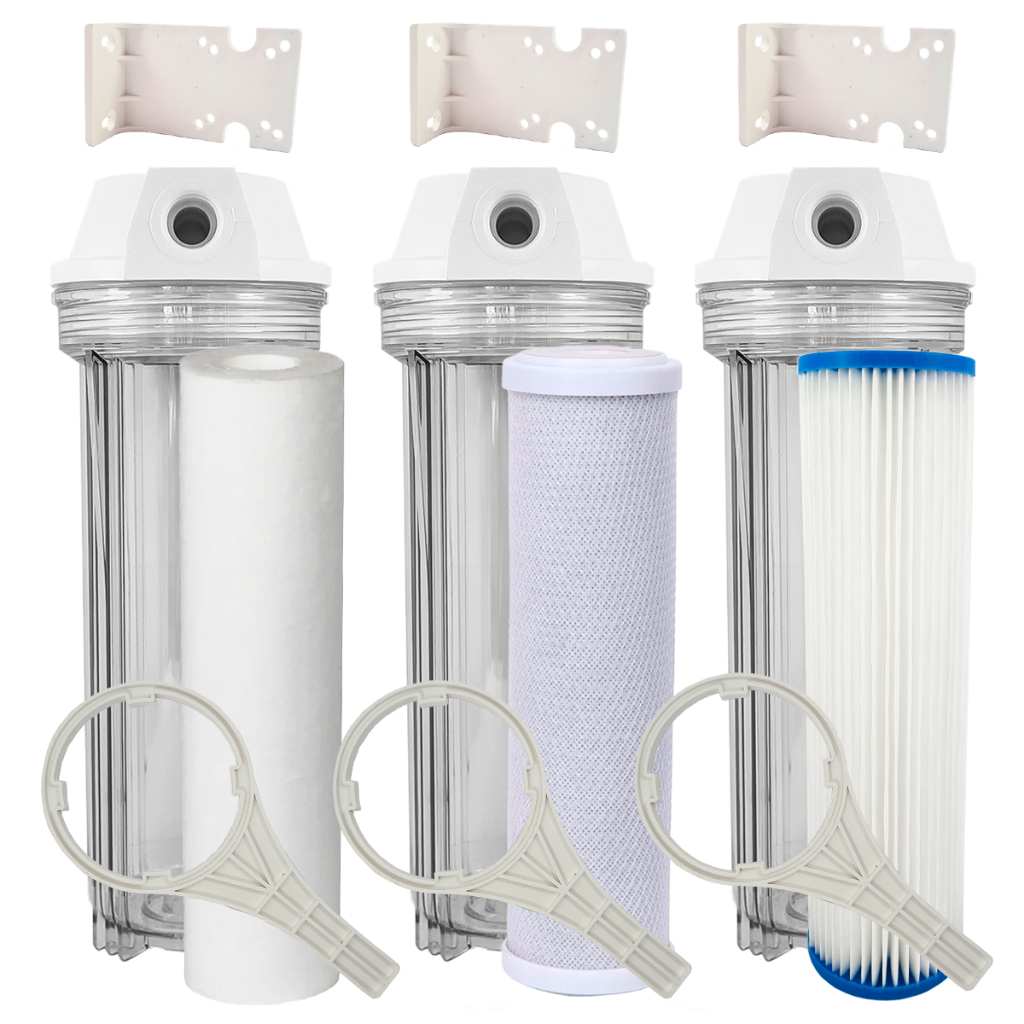 Kit 3 Estágio Filtro Agua Pura Cavalete Entrada Caixa Pia em Oferta na Shopee